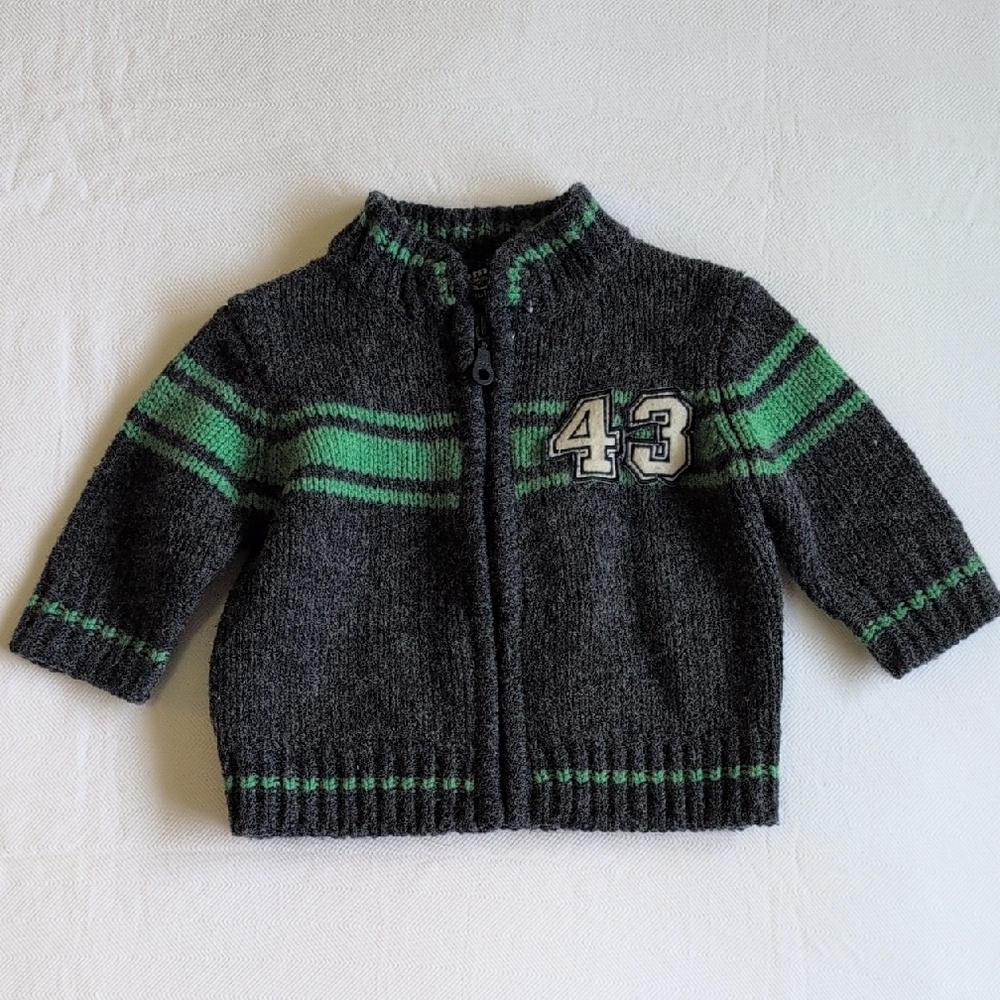 VTG 90s Bum Equipment Wool Blend Varsity Zip Up Knit Sweater Jacket 6 Months